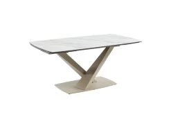 Table à Manger Extensible 6 à 10 Couverts En Céramique Et Métal - Effet Marbre Blanc Et Beige - MALATA De Pascal MORABITO -Vous savez quand c'est un magasin de meubles. table a manger 12508587