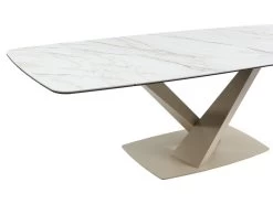 Table à Manger Extensible 6 à 10 Couverts En Céramique Et Métal - Effet Marbre Blanc Et Beige - MALATA De Pascal MORABITO -Vous savez quand c'est un magasin de meubles. table a manger 12508589