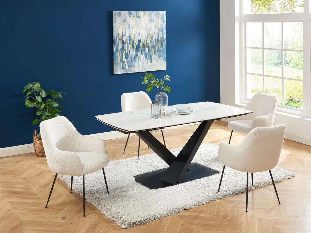 Table à Manger Extensible 6 à 10 Couverts En Céramique Et Métal - Effet Marbre Blanc Et Noir - MALATA De Pascal MORABITO 5 Table à Manger Extensible 6 à 10 Couverts En Céramique Et Métal - Effet Marbre Blanc Et Noir - MALATA De Pascal MORABITO – Image 3