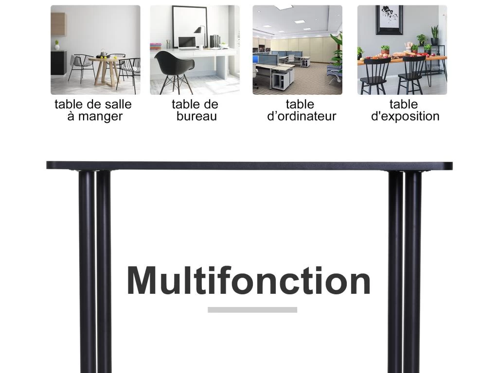 HOMCOM Table à Manger Style Contemporain 4 Personnes Dim. 120L X 60l X 76H Cm Panneaux Particules Acier Inoxydable Noir 6 HOMCOM Table à Manger Style Contemporain 4 Personnes Dim. 120L X 60l X 76H Cm Panneaux Particules Acier Inoxydable Noir – Image 4