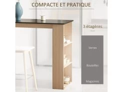 HOMCOM Table De Bar Table Haute De Cuisine Mange-debout Comptoir - Dim. 112L X 57l X 106H Cm - 3 étagères - Panneaux De Particules - Aspect Chêne Clair Noir 10 HOMCOM Table De Bar Table Haute De Cuisine Mange-debout Comptoir - Dim. 112L X 57l X 106H Cm - 3 étagères - Panneaux De Particules - Aspect Chêne Clair Noir -Vous savez quand c'est un magasin de meubles. table a manger 12624133