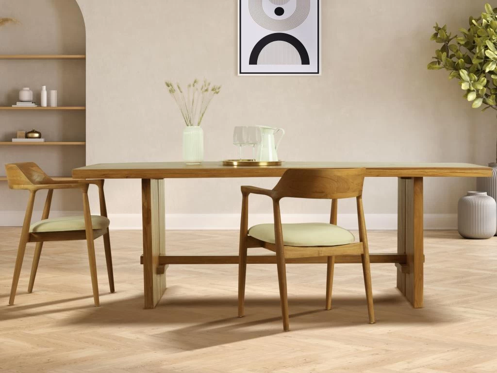 Table à Manger 8 Couverts En Teck - Coloris : Naturel - LENIDA 4 Table à Manger 8 Couverts En Teck - Coloris : Naturel - LENIDA – Image 2