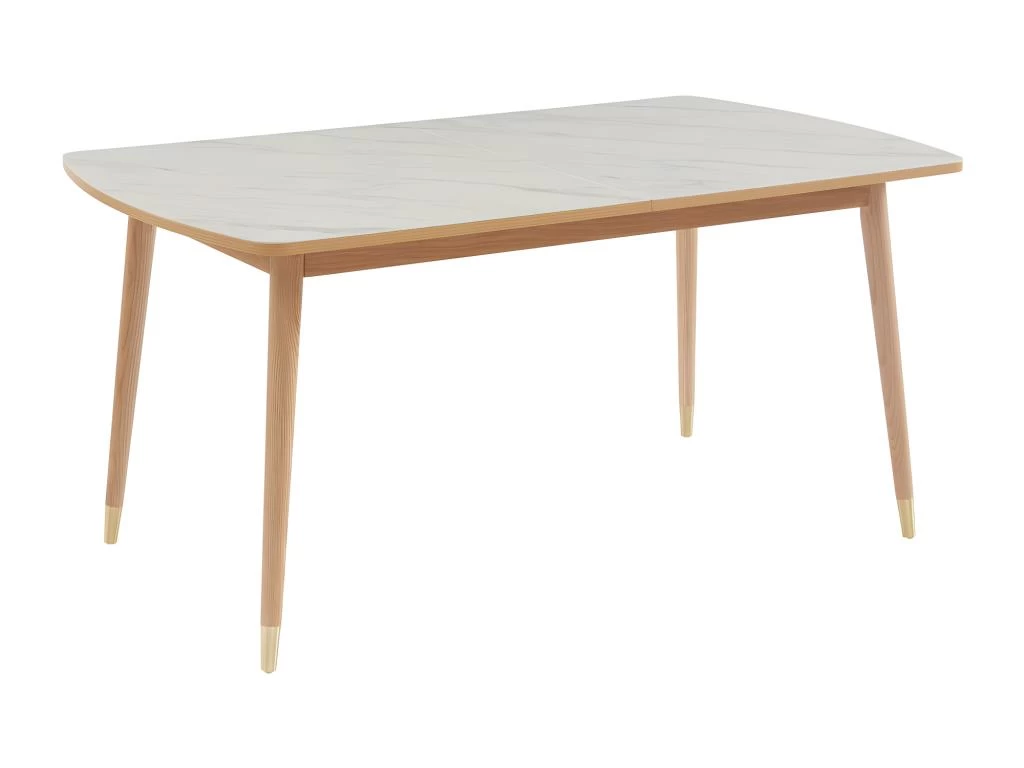 Vejend - Table à Manger Extensible En Bois Et Céramique 160-200x90cm - Couleur - Marbre Blanc 5 Vejend - Table à Manger Extensible En Bois Et Céramique 160-200x90cm - Couleur - Marbre Blanc – Image 3