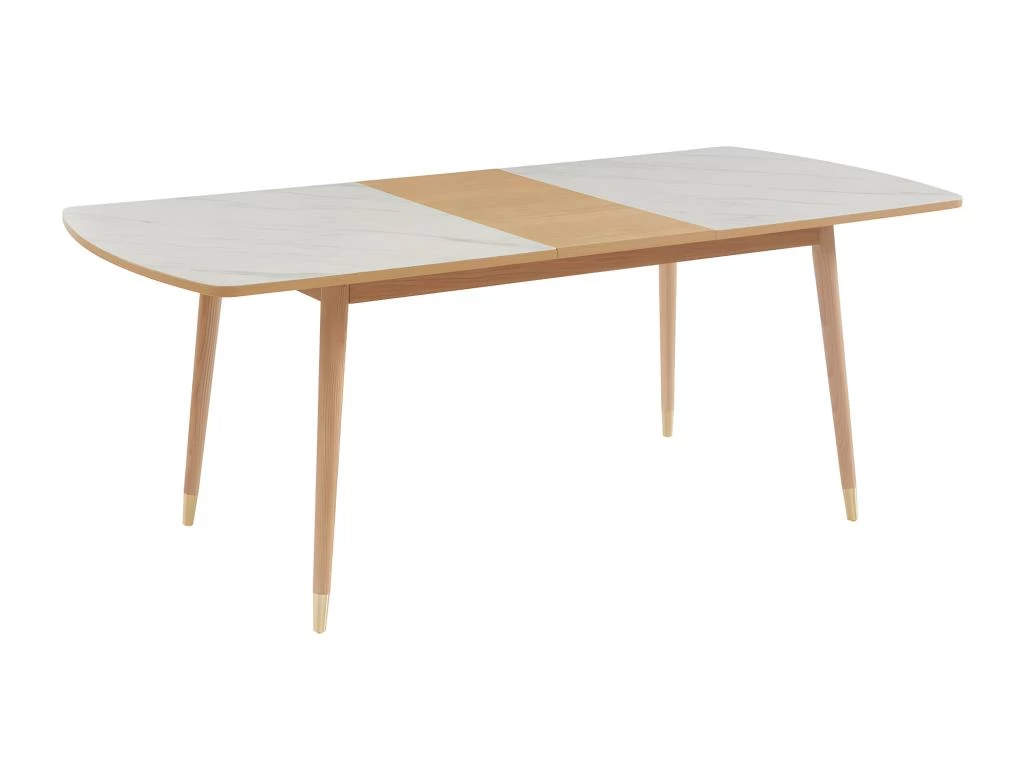 Vejend - Table à Manger Extensible En Bois Et Céramique 160-200x90cm - Couleur - Marbre Blanc 8 Vejend - Table à Manger Extensible En Bois Et Céramique 160-200x90cm - Couleur - Marbre Blanc – Image 6