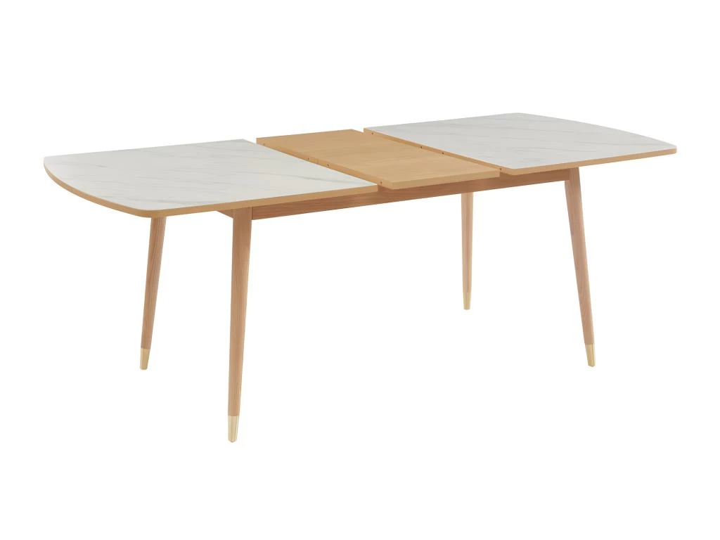 Vejend - Table à Manger Extensible En Bois Et Céramique 160-200x90cm - Couleur - Marbre Blanc 9 Vejend - Table à Manger Extensible En Bois Et Céramique 160-200x90cm - Couleur - Marbre Blanc – Image 7