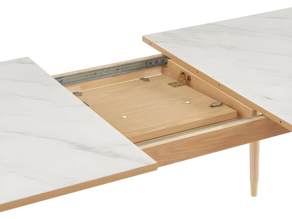 Vejend - Table à Manger Extensible En Bois Et Céramique 160-200x90cm - Couleur - Marbre Blanc 10 Vejend - Table à Manger Extensible En Bois Et Céramique 160-200x90cm - Couleur - Marbre Blanc – Image 8