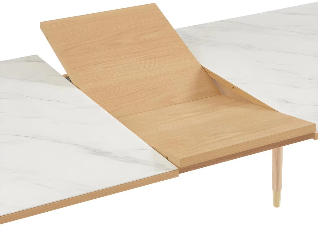 Vejend - Table à Manger Extensible En Bois Et Céramique 160-200x90cm - Couleur - Marbre Blanc 11 Vejend - Table à Manger Extensible En Bois Et Céramique 160-200x90cm - Couleur - Marbre Blanc – Image 9