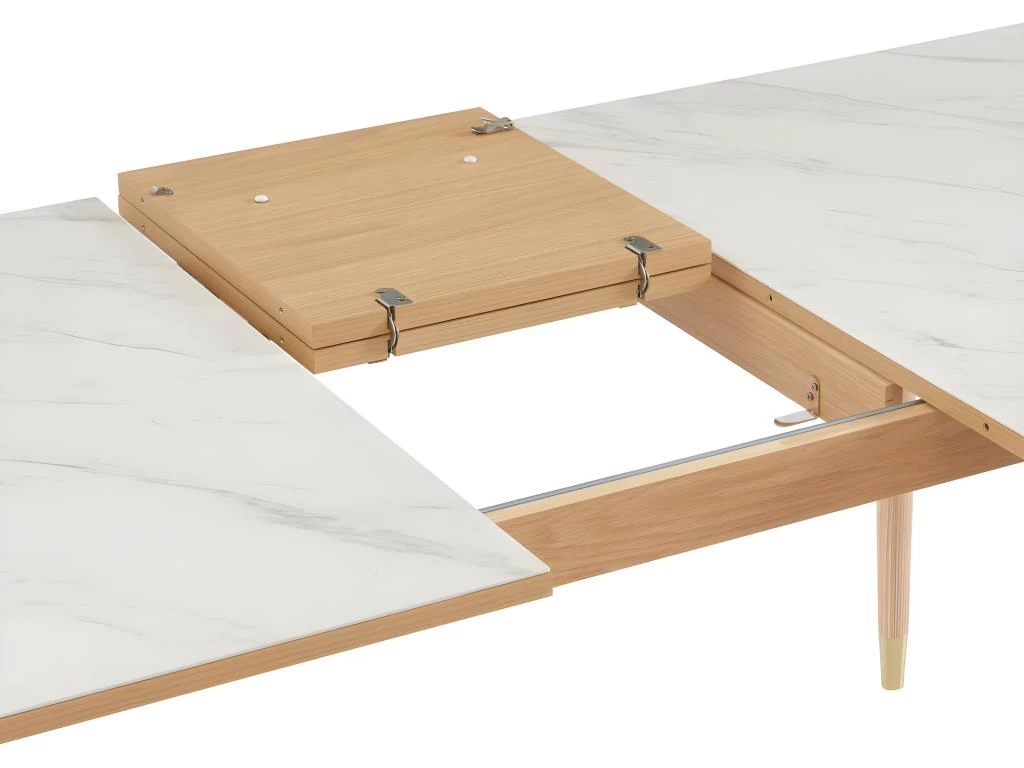 Vejend - Table à Manger Extensible En Bois Et Céramique 160-200x90cm - Couleur - Marbre Blanc 12 Vejend - Table à Manger Extensible En Bois Et Céramique 160-200x90cm - Couleur - Marbre Blanc – Image 10