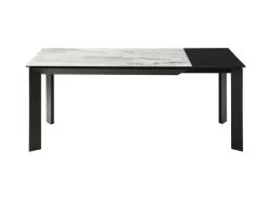 Table à Manger Extensible 4 à 10 Couverts En Céramique Et Métal - Effet Marbre Gris Et Noir - CARMONI -Vous savez quand c'est un magasin de meubles. table a manger 14290649