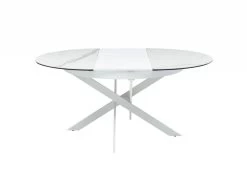 Table à Manger Extensible 4 à 8 Couverts En Céramique Et Métal - Effet Marbre Blanc - MELBI -Vous savez quand c'est un magasin de meubles. table a manger 14290677