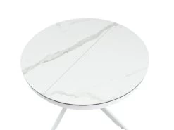 Table à Manger Extensible 4 à 8 Couverts En Céramique Et Métal - Effet Marbre Blanc - MELBI -Vous savez quand c'est un magasin de meubles. table a manger 14290685