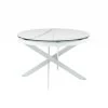 Table à Manger Extensible 4 à 8 Couverts En Céramique Et Métal - Effet Marbre Blanc - MELBI