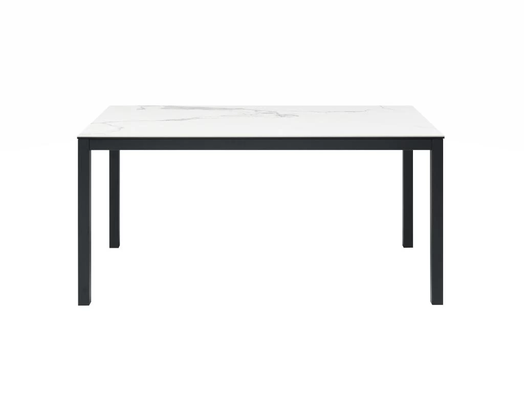 Table à Manger 8 Couverts En Céramique Et Métal - Effet Marbre Blanc Et Noir - MIRESA 4 Table à Manger 8 Couverts En Céramique Et Métal - Effet Marbre Blanc Et Noir - MIRESA – Image 2