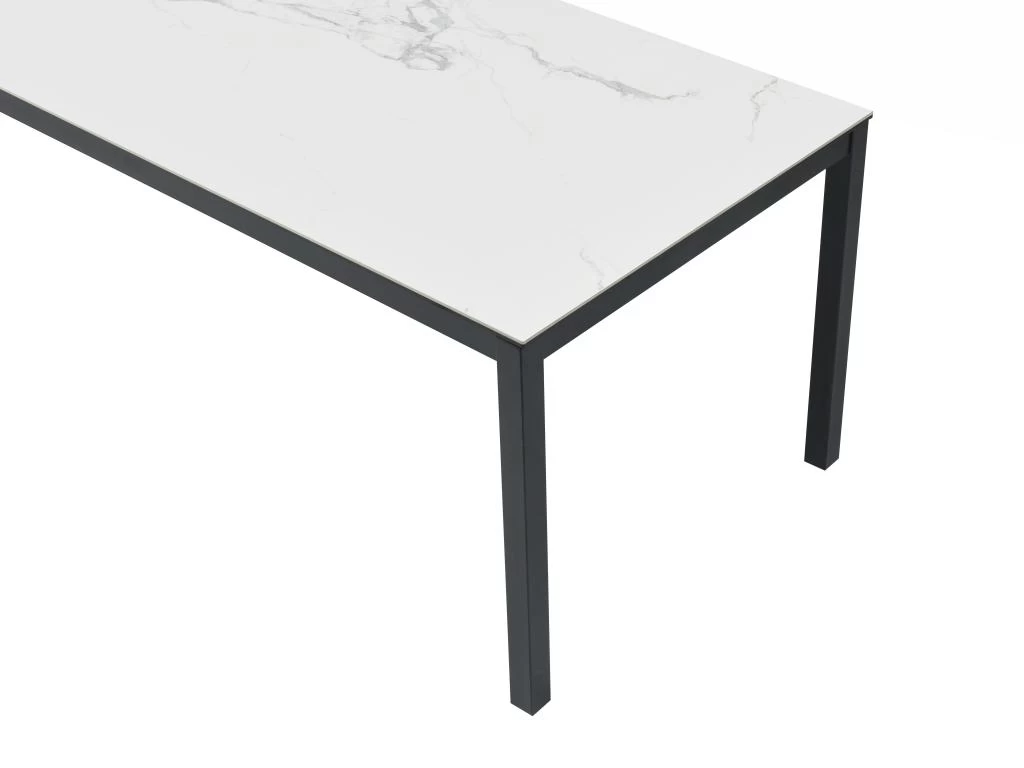 Table à Manger 8 Couverts En Céramique Et Métal - Effet Marbre Blanc Et Noir - MIRESA 6 Table à Manger 8 Couverts En Céramique Et Métal - Effet Marbre Blanc Et Noir - MIRESA – Image 4