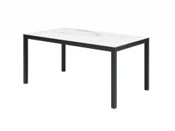 Table à Manger 8 Couverts En Céramique Et Métal - Effet Marbre Blanc Et Noir - MIRESA