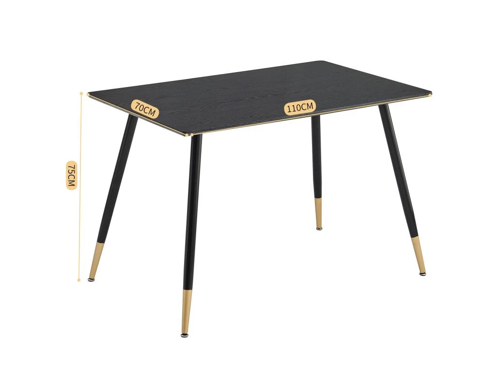 URBAN MEUBLE Table De Salle à Manger Rectangulaire Rétro Chic Noir Piedment Doré 110*70*75CM 7 URBAN MEUBLE Table De Salle à Manger Rectangulaire Rétro Chic Noir Piedment Doré 110*70*75CM – Image 5