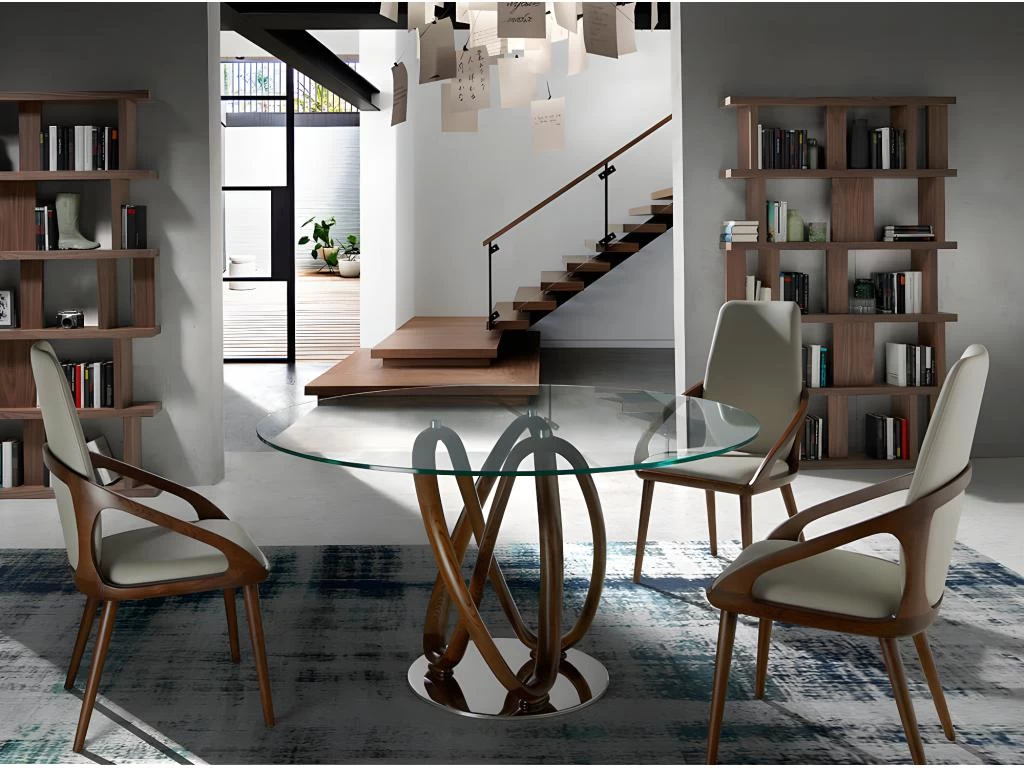 Table à Manger En Verre Trempé Noyer 1021 ANGEL CERDA 5 Table à Manger En Verre Trempé Noyer 1021 ANGEL CERDA – Image 3