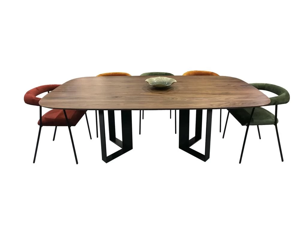 Table Ovale Noyer Naturel Et Métal - 220L X 115P 3 Table Ovale Noyer Naturel Et Métal - 220L X 115P