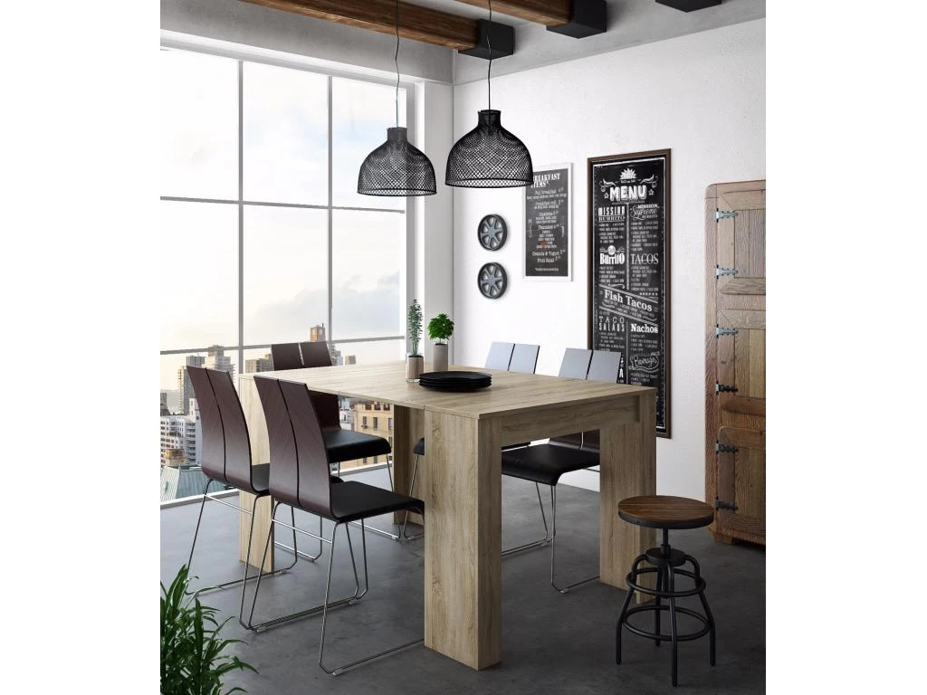 Table Console Extensible + Rallonges,jusqu'a 140 Cm,couleur Chene Clair Brosse. 4 Table Console Extensible + Rallonges,jusqu'a 140 Cm,couleur Chene Clair Brosse. – Image 2