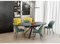 Table à Manger Extensible En Verre 130-180 X 130 X 76 Cm -