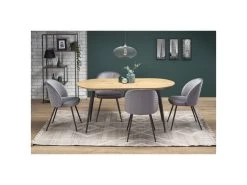 Table à Manger Extensible 120-160 X 80 X 74 Cm - Chêne Doré/Noir