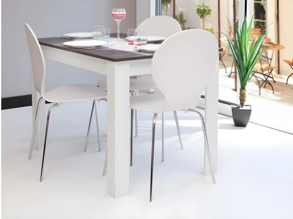 Table à Manger CASSY II - 4 Couverts - Blanc, Plateau Effet Béton 6 Table à Manger CASSY II - 4 Couverts - Blanc, Plateau Effet Béton – Image 4