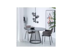 Table De Repas Ronde Effet Marbre Noir - RAYMONDE -Vous savez quand c'est un magasin de meubles. table a manger 17863215