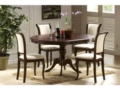 Table à Manger Ovale 106-141 X 106 X 76 Cm - Noyer Foncé