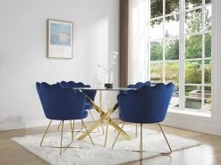 Table à Manger Ronde 2 Couverts En Verre Trempé Et Métal Doré - Transparent - COSIMA -Vous savez quand c'est un magasin de meubles. table a manger 18364921