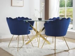 Table à Manger Ronde 2 Couverts En Verre Trempé Et Métal Doré - Transparent - COSIMA -Vous savez quand c'est un magasin de meubles. table a manger 18364923