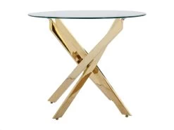 Table à Manger Ronde 2 Couverts En Verre Trempé Et Métal Doré - Transparent - COSIMA -Vous savez quand c'est un magasin de meubles. table a manger 18364939