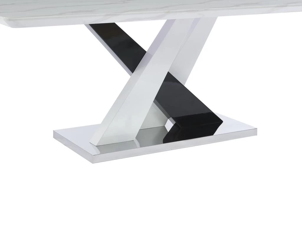 Table à Manger 8 Couverts En MDF Et Acier Inoxydable - Effet Marbre Blanc Et Noir - EVAELA 8 Table à Manger 8 Couverts En MDF Et Acier Inoxydable - Effet Marbre Blanc Et Noir - EVAELA – Image 6