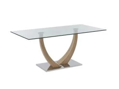 Table à Manger 6 Couverts En Verre Trempé, MDF Et Acier Inoxydable - Naturel Clair - MELODIE II -Vous savez quand c'est un magasin de meubles. table a manger 18813095