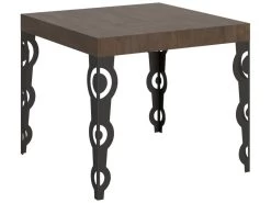 Table Extensible 90x90/246 Cm Karamay Noyer Cadre Anthracite