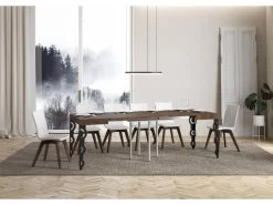 Table Extensible 90x90/246 Cm Karamay Noyer Cadre Anthracite -Vous savez quand c'est un magasin de meubles. table a manger 18957981