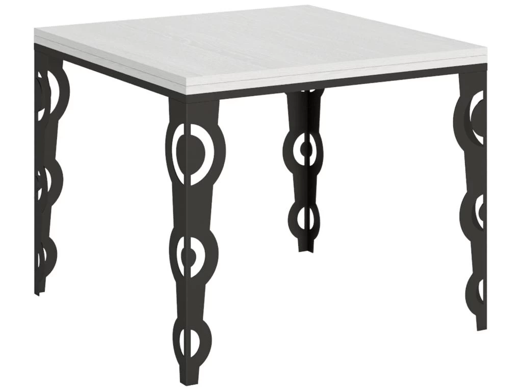 Table Extensible Portefeuille 90x90/180 Cm Karamay Libra Frêne Blanc Cadre Anthracite 3 Table Extensible Portefeuille 90x90/180 Cm Karamay Libra Frêne Blanc Cadre Anthracite