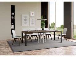 Table Extensible 90x90/246 Cm Linea Noyer Cadre Anthracite -Vous savez quand c'est un magasin de meubles. table a manger 18958703