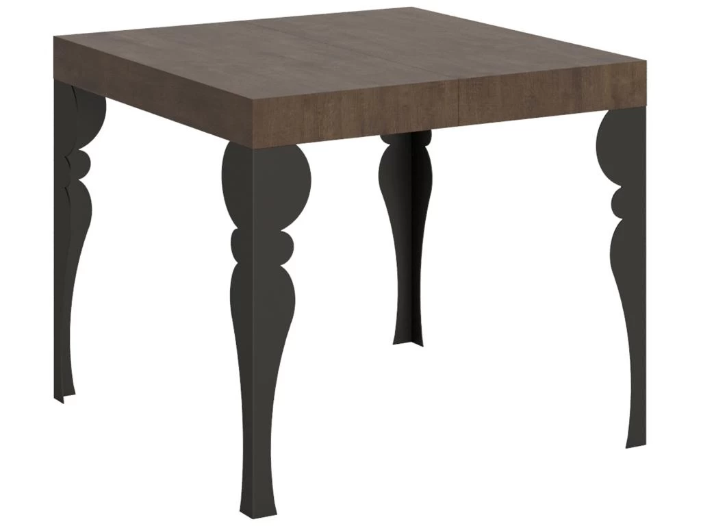 Table Extensible 90x90/246 Cm Paxon Noyer Cadre Anthracite 3 Table Extensible 90x90/246 Cm Paxon Noyer Cadre Anthracite