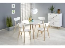 Table Ă Manger Ronde 102-142 X 102 X 73 Cm - Blanc