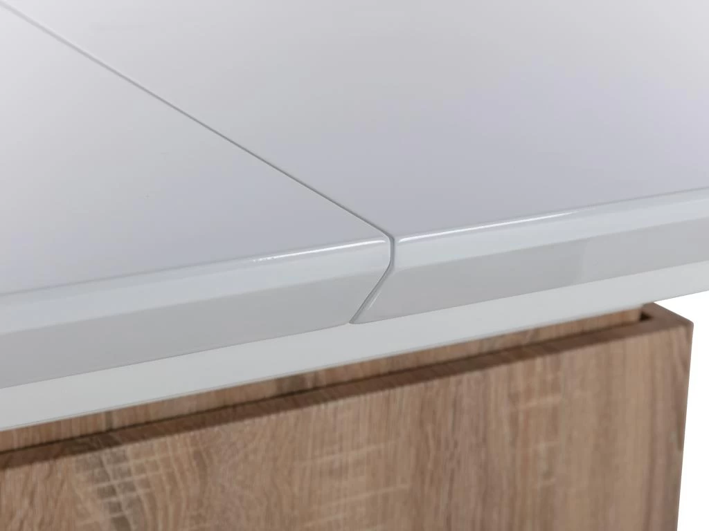 Table Extensible Et Relevable 2 En 1 - MDF Et Acier Inoxydable - Naturel Et Blanc - CAPANI 15 Table Extensible Et Relevable 2 En 1 - MDF Et Acier Inoxydable - Naturel Et Blanc - CAPANI – Image 13