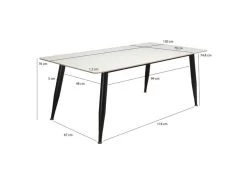 Table 130 X 70 Cm Céramique Effet Marbre Blanc Et Pieds évasés - RYDER -Vous savez quand c'est un magasin de meubles. table a manger 20013175