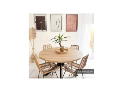 Table à Manger TILKI - 4 Couverts - MDF & Métal - Chêne Et Noir -Vous savez quand c'est un magasin de meubles. table a manger 20297897