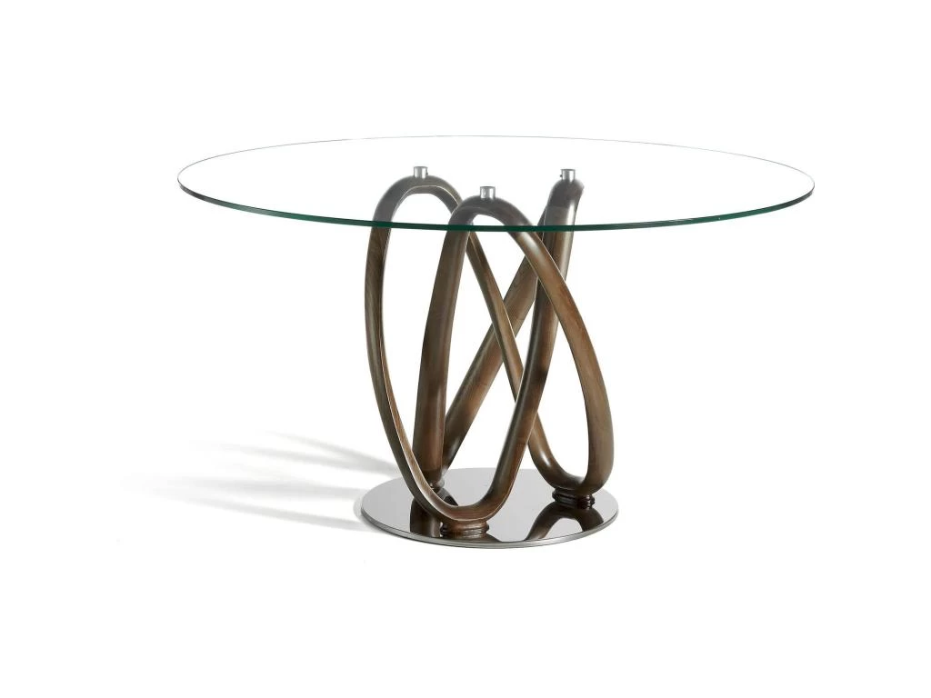 Table De Diner Piètements Courbés Bois Massif Plateau Verre Trempé Et Piètement Acier 3 Table De Diner Piètements Courbés Bois Massif Plateau Verre Trempé Et Piètement Acier