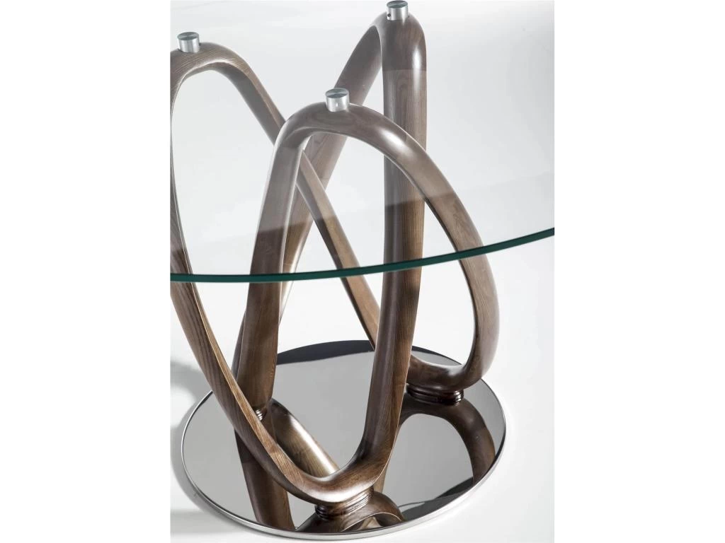 Table De Diner Piètements Courbés Bois Massif Plateau Verre Trempé Et Piètement Acier 6 Table De Diner Piètements Courbés Bois Massif Plateau Verre Trempé Et Piètement Acier – Image 4