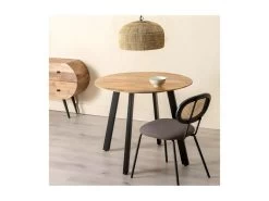 Table De Repas Ronde 90 Cm Bois/Métal - MAJA