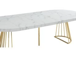 Table à Manger Extensible 2 à 12 Couverts En MDF Et Acier - Effet Marbre Blanc Et Doré - FIRELA 27 Table à Manger Extensible 2 à 12 Couverts En MDF Et Acier - Effet Marbre Blanc Et Doré - FIRELA -Vous savez quand c'est un magasin de meubles. table a manger 22039129