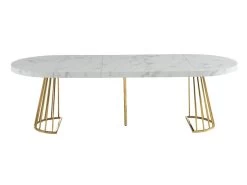 Table à Manger Extensible 2 à 12 Couverts En MDF Et Acier - Effet Marbre Blanc Et Doré - FIRELA 20 Table à Manger Extensible 2 à 12 Couverts En MDF Et Acier - Effet Marbre Blanc Et Doré - FIRELA -Vous savez quand c'est un magasin de meubles. table a manger 22039153
