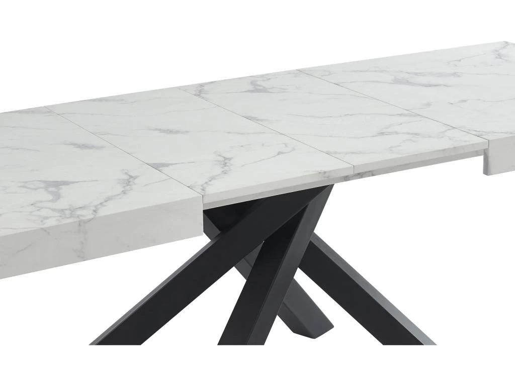 Table à Manger Extensible 6 à 10 Couverts En MDF Et Métal - Effet Marbre Blanc Et Noir - CATONAV 10 Table à Manger Extensible 6 à 10 Couverts En MDF Et Métal - Effet Marbre Blanc Et Noir - CATONAV – Image 8