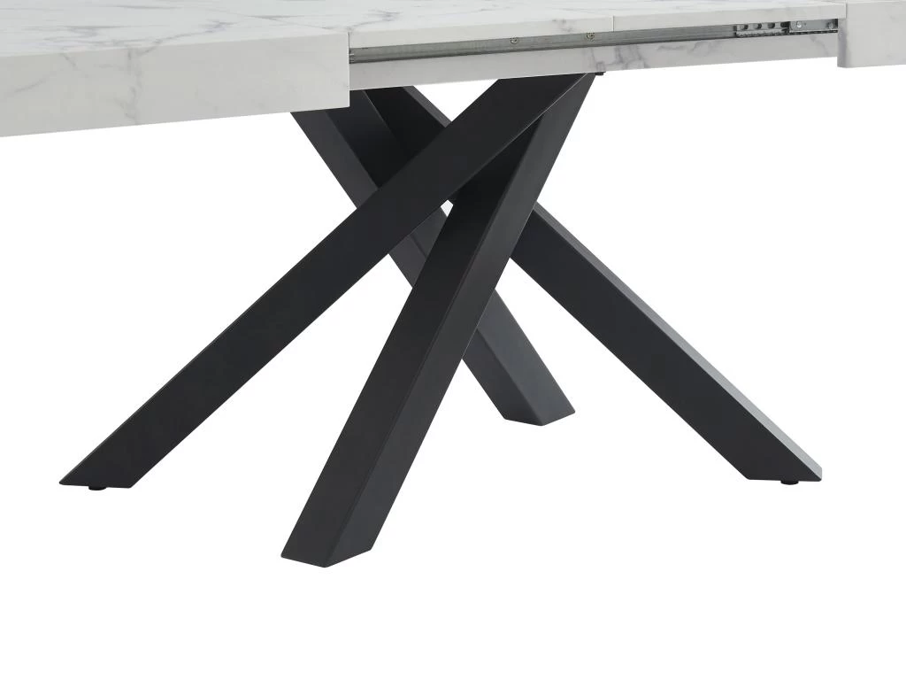 Table à Manger Extensible 6 à 10 Couverts En MDF Et Métal - Effet Marbre Blanc Et Noir - CATONAV 12 Table à Manger Extensible 6 à 10 Couverts En MDF Et Métal - Effet Marbre Blanc Et Noir - CATONAV – Image 10