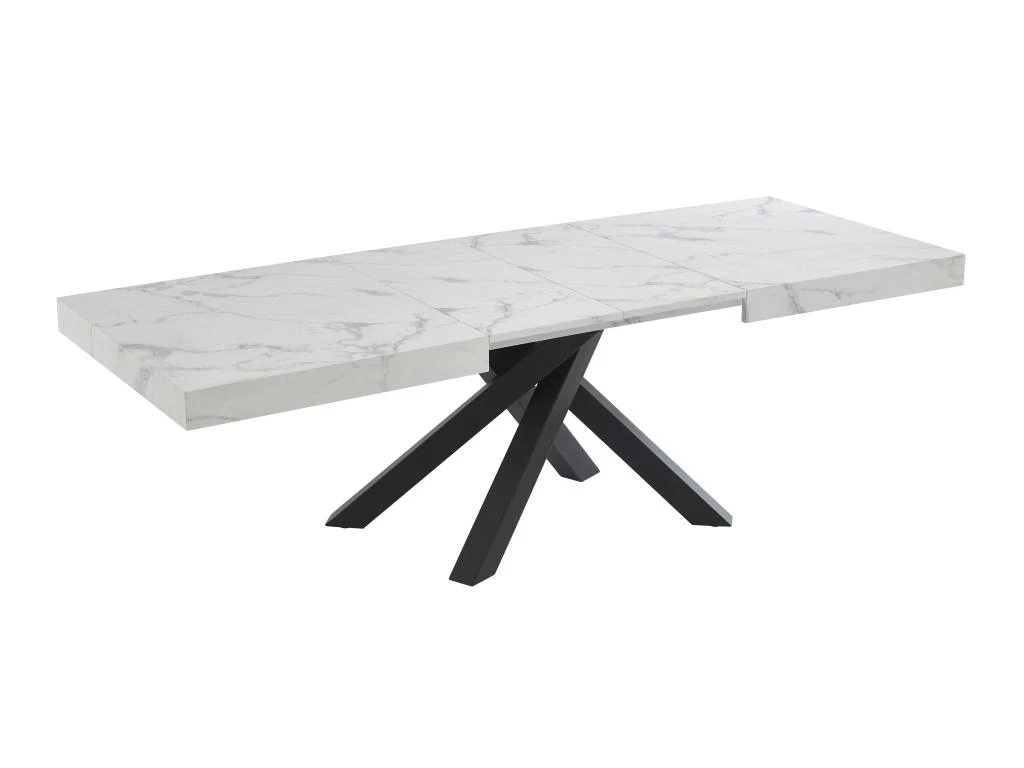 Table à Manger Extensible 6 à 10 Couverts En MDF Et Métal - Effet Marbre Blanc Et Noir - CATONAV 6 Table à Manger Extensible 6 à 10 Couverts En MDF Et Métal - Effet Marbre Blanc Et Noir - CATONAV – Image 4